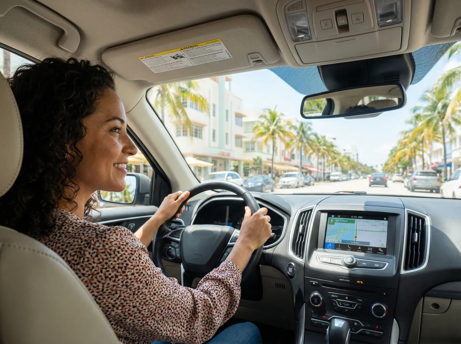 Happy driver on the road